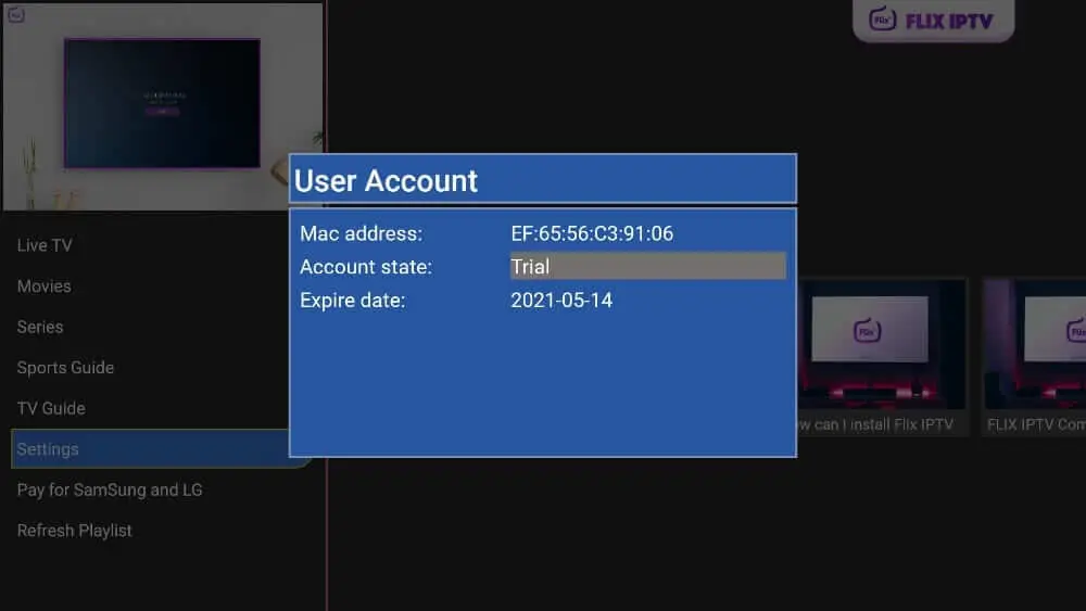 Flix IPTV Mac Address